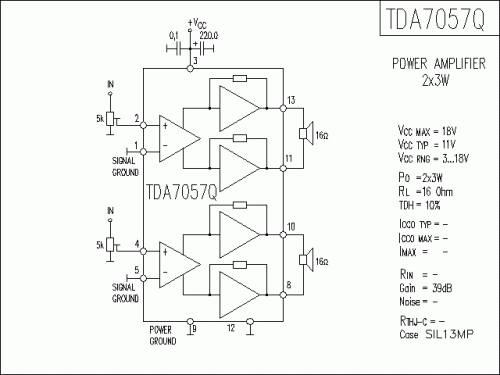 Tda7057aq схема усилителя мощности характеристики