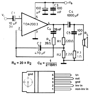 Tda2003 схема усилителя